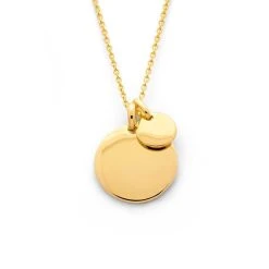 Collier 1 Rond Bombé Et 1 Mini Rond Bombé, Sur Chaîne Forçat Plaqué Or