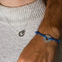 Bracelet Petite Cible Pour Homme Sur Lien Coton Ciré (gravure Manuelle) -Atelier de Famille Soldes 15ans porte 2