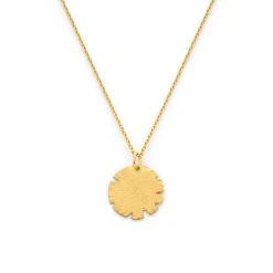 Pendentif "feuille De Lotus" Sur Chaîne Forçat Plaqué Or