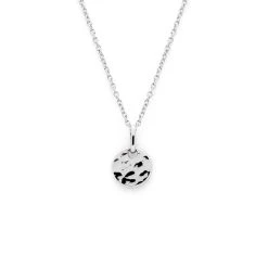 Collier 1 Mini Rond Martelé Sur Chaîne Maille Forçat Argent Massif