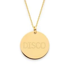 Collier Grande Médaille Sur Chaîne Forçat Plaqué Or Gravure étoilée