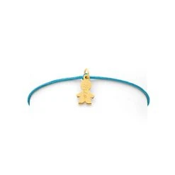 Bracelet 1 Mini Breloque Sur Lien Coton Fin Plaqué Or (gravure Manuelle)