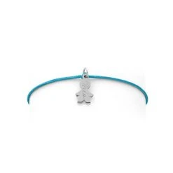 Bracelet 1 Mini Breloque Sur Lien Coton Fin Argent Massif (gravure Manuelle)
