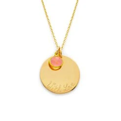 Collier Grande Médaille Et Pierre Fine Sur Chaîne Forçat En Plaqué Or