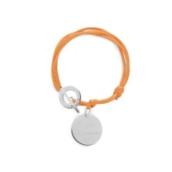 Bracelet 1 Breloque Proche Du Fermoir Sur Lien Satin Argent Massif