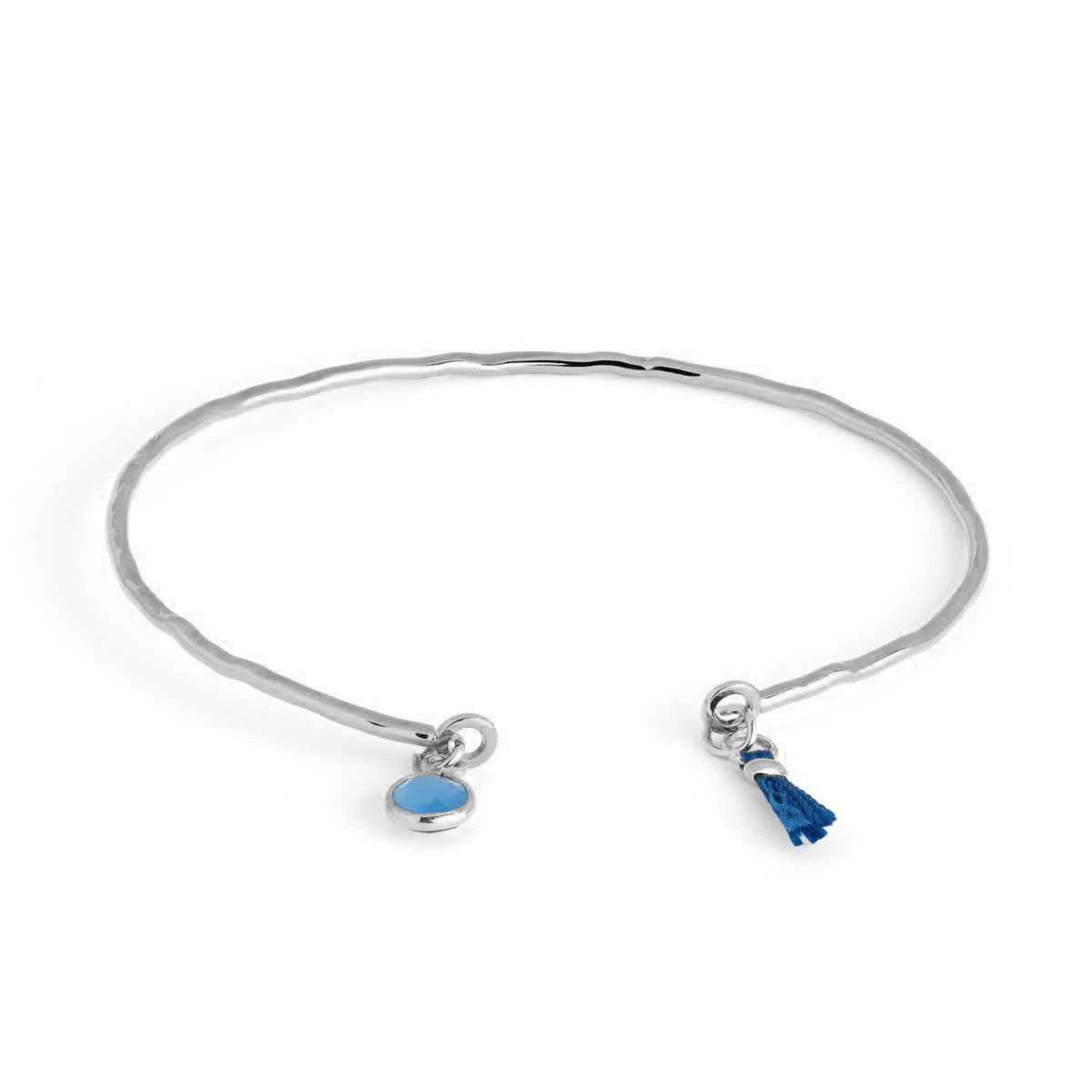 Jonc fin martelé petite pierre sertie et mini pompon Argent massif Jonc Fin Martelé Petite Pierre Sertie Et Mini Pompon Argent Massif -Atelier de Famille Soldes 4425 1200