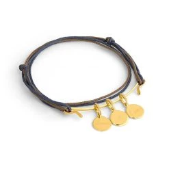 Barrette Demi-jonc ®, à Composer 1 à 6 Mini Breloques Plaqué Or (gravure Manuelle)