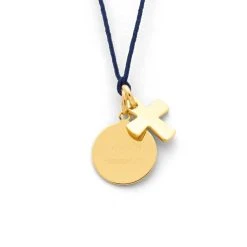 Collier Petite Médaille Plate Et Petite Croix (gravure Joaillier)