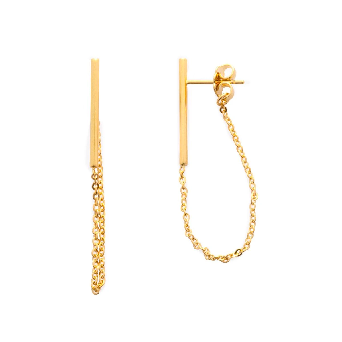 Boucles d'oreilles Barre et chaînette Plaqué Or Boucles D'oreilles Barre Et Chaînette Plaqué Or -Atelier de Famille Soldes BO barre chainette 82d5