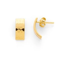 Boucles D'oreilles Rectangle Martelé Plaqué Or