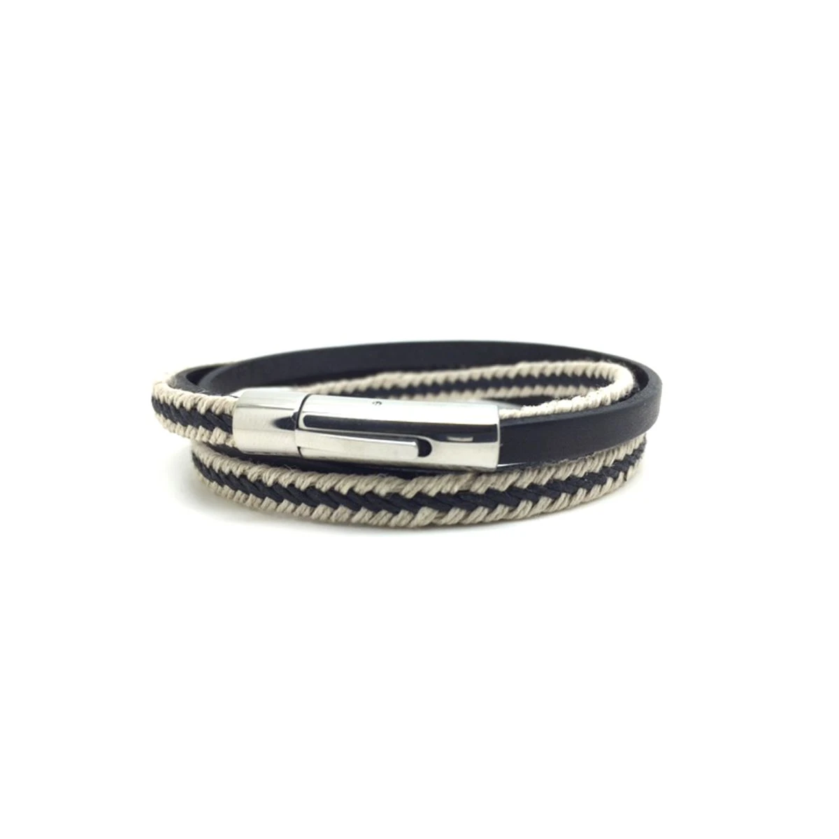 Bracelet le Nautic en cuir véritable pour homme Bracelet Le Nautic En Cuir Véritable Pour Homme -Atelier de Famille Soldes BR hom cuir nautic noir 1200 9543