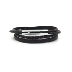 Bracelet Le Tressé En Cuir Véritable Pour Homme -Atelier de Famille Soldes BR hom cuir tress choc 1200 249e