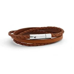 Bracelet Le Tressé En Cuir Véritable Pour Homme -Atelier de Famille Soldes BR le tress cuir 1200 f1fa