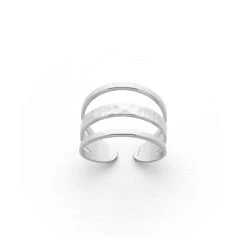 Bague 3 Rangs Lisses Et Martelés