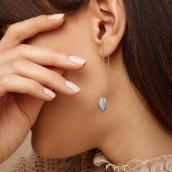 Boucles D'oreilles Feuille Sur Chaîne -Atelier de Famille Soldes bo 02q 1200 1