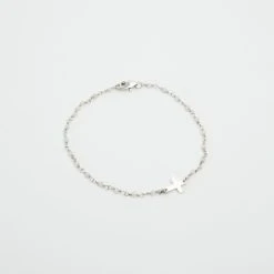 Bracelet Mini Croix Sur Chaîne De Pierres Argent