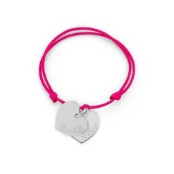 Bracelet 2 Coeurs Plats Liés Argent Massif (gravure Manuelle)