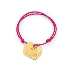 Bracelet 2 Coeurs Plats Liés Plaqué Or (gravure Manuelle)