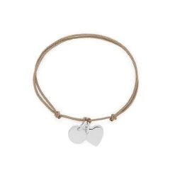 Bracelet 2 Mini Breloques Liées Argent Massif (gravure Manuelle)