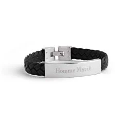 Bracelet Cuir Tressé Et Plaque Noir -Atelier de Famille Soldes br cuir tress hom marie 2 931 1200 1