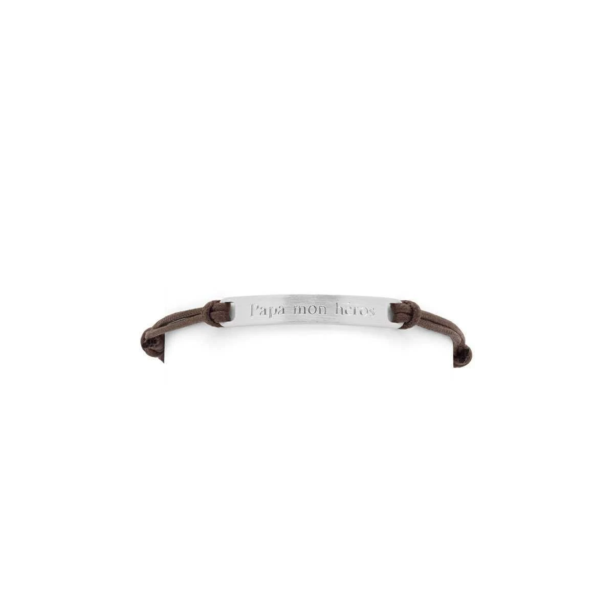 Bracelet homme plaque Argent brossé coton ciré (gravure joaillier) Bracelet Homme Plaque Argent Brossé Coton Ciré (gravure Joaillier) -Atelier de Famille Soldes br hom plaq ag joaillier papamonhero 1200