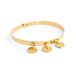 Jonc Ruban Martelé Et 3 Mini Ronds Martelés En Plaqué Or