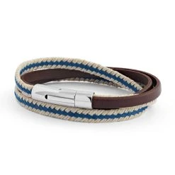 Bracelet Le Nautic En Cuir Véritable Pour Homme 13 Bracelet Le Nautic En Cuir Véritable Pour Homme -Atelier de Famille Soldes br nautic bleu 2203 1200