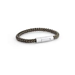 Bracelet Cuir Torsadé Et Fil Acier Pour Homme Marron