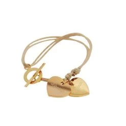 Bracelet 2 Coeurs Plats Proches Du Fermoir (gravure Joaillier)