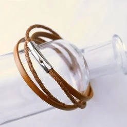 Bracelet Le Tressé En Cuir Véritable Pour Homme -Atelier de Famille Soldes brac homme 2205