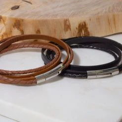 Bracelet Le Tressé En Cuir Véritable Pour Homme -Atelier de Famille Soldes brac homme 2 1