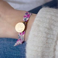 Bracelet Petite Médaille Colombe Sur Liberty (gravure Joaillier) -Atelier de Famille Soldes brac liberty colombe po