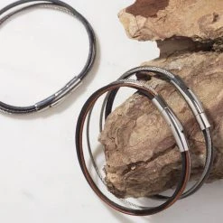 Bracelet Homme Trio Câble & Cuir 10 Bracelet Homme Trio Câble & Cuir -Atelier de Famille Soldes brac trio homme