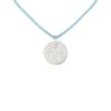 Collier Médaille Ange Dessiné Sur Lien Satin Argent Massif