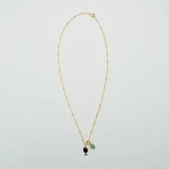 Collier Gris-Gris Sur Chaîne Perlée -Atelier de Famille Soldes col poisson amulette chaine perle