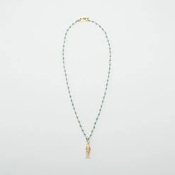 Collier Gris-Gris Sur Chaîne De Pierres -Atelier de Famille Soldes col poisson articule pierre turquoise