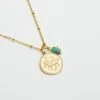 Collier Médaille Signe Du Zodiaque Et Pierre Amulette Sur Chaîne Perlée