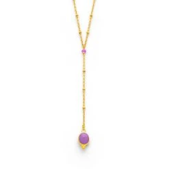 Collier Chaîne Perlée Pendante Et Pierre Baroque -Atelier de Famille Soldes col baroque amethyste