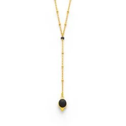 Collier Chaîne Perlée Pendante Et Pierre Baroque -Atelier de Famille Soldes col baroque onyx noir