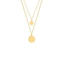 Duo De Médailles Sur Chaînes Courtes Plaqué Or