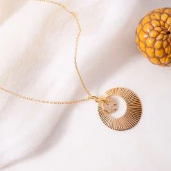 Collier Eclipse Et Mini Rond Martelé