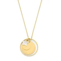 Collier Ellipse 2 Médailles Et Nacre Fine Plaqué Or