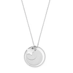 Collier Ellipse 2 Médailles Et Nacre Fine Argent Massif