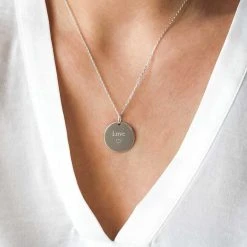 Collier 1 Breloque Sur Chaîne Maille Forçat Argent Massif (gravure Joaillier) -Atelier de Famille Soldes collier breloque argent love porte 1200