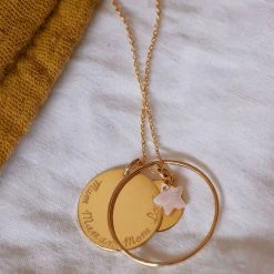 Collier Ellipse 2 Médailles Et Nacre Fine Plaqué Or 2 Collier Ellipse 2 Médailles Et Nacre Fine Plaqué Or -Atelier de Famille Soldes collier elipse m daille nacre