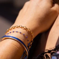 Bracelet Chaîne Petits Maillons -Atelier de Famille Soldes compo bleue