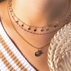 Collier Pépite Et Pierre Fine