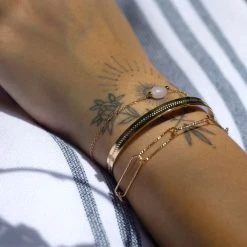 Bracelet Papagayo Plaqué Or Collection LANZAROTE -Atelier de Famille Soldes compo rose