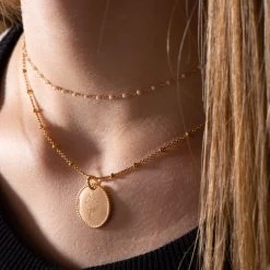 Duo Collier Médaille Perlée Et Collier Mahos