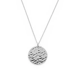Collier Grande Médaille Martelée Sur Chaîne Forçat Argent Massif ( Pierre Fine En Option)